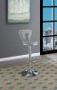 Adjustable Bar stool Gas lift Chair Gray Faux Leather Chrome Base metal frame Modern Stylish Set of 2 Chairs