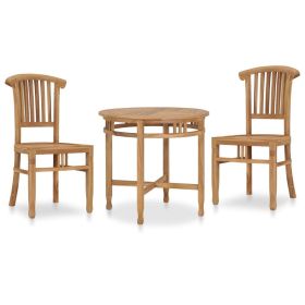 3 Piece Patio Dining Set Solid Teak Wood