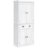 72" Freestanding Kitchen Pantry Cabinet, Tall Storage Cabinet with 2 Door Cupboards, 2 Drawers and Adjustable Shelves, White