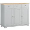 Sideboard Buffet Cabinet with Drawers, Kitchen Cabinet, Coffee Bar Cabinet with Rubberwood Top and Adjustable Shelves for Living Room, Kitchen, Gray