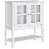 Coffee Bar Cabinet, Modern Sideboard Buffet Cabinet, Kitchen Cabinet with 2 Glass Doors, Adjustable Inner Shelving and Bottom Shelf, White