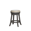 24" Counter Stool, Weathered Gray Finish, French Gray Leather Seat