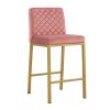 Cheap Modern Design High Counter Stool metal legs Kitchen Restaurant Bean paste velvet Bar Chair(set of 2)