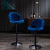 Bar Stools Set of 2 - Adjustable Barstools with Back and Footrest, Counter Height Bar Chairs for Kitchen, Pub -Blue