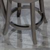 24" Counter Stool, Weathered Gray Finish, French Gray Leather Seat
