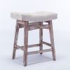 A&A Furniture,Counter Height 25" Stools for Kitchen Counter Backless Faux Leather Stools Farmhouse Island Chairs (25 Inch, Beige,Set of 2)