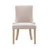 Hengming Set of 2 Fabric Dining Chairs Leisure Padded Chairs with Rubber Wood Legs,Nailed Trim, Beige