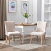 Hengming Set of 2 Fabric Dining Chairs Leisure Padded Chairs with Rubber Wood Legs,Nailed Trim, Beige