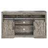 3 Level Adjustable Shelves Barn Door Light Gray Wood Tv Stands Kitchen Cabinets For Storage With Doors Living Room