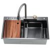 Kitchen Sink Flying rain Waterfall Kitchen Sink Set 30"x 18" 304 Stainless Steel Sink with Pull Down Faucet, and Accessories