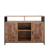 Sideboard, storage cabinet with open shelves for kitchen dining room living room, industrial style, Rustic Brown, 43.7x15.74x31.5Inches