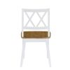 Mid-Century 5-Piece Round Dining Table Set with Trestle Legs and 4 Cross Back Dining Chairs