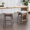 A&A Furniture,Counter Height 25" Stools for Kitchen Counter Backless Faux Leather Stools Farmhouse Island Chairs (25 Inch, Beige,Set of 2)