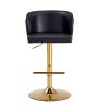 Swivel Barstools Adjusatble Seat Height, Modern PU Upholstered Bar Stools with the whole Back Tufted, for Home Pub and Kitchen Island BLACK, Set of 2