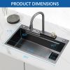 Kitchen Sink Flying rain Waterfall Kitchen Sink Set 30"x 18" 304 Stainless Steel Sink with Pull Down Faucet, and Accessories