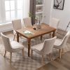 Hengming Set of 2 Fabric Dining Chairs Leisure Padded Chairs with Rubber Wood Legs,Nailed Trim, Beige