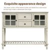 TREXM Sideboard Console Table with Bottom Shelf, Farmhouse Wood/Glass Buffet Storage Cabinet Living Room (Antique Grey)