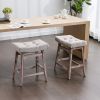 A&A Furniture,Counter Height 25" Stools for Kitchen Counter Backless Faux Leather Stools Farmhouse Island Chairs (25 Inch, Beige,Set of 2)