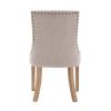 Hengming Set of 2 Fabric Dining Chairs Leisure Padded Chairs with Rubber Wood Legs,Nailed Trim, Beige