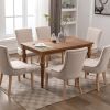 Hengming Set of 2 Fabric Dining Chairs Leisure Padded Chairs with Rubber Wood Legs,Nailed Trim, Beige