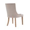 Hengming Set of 2 Fabric Dining Chairs Leisure Padded Chairs with Rubber Wood Legs,Nailed Trim, Beige
