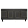Sideboard Buffet Cabinet, Wooden Storage Cabinet with Adjustable Shelves, Modern 4 Door Console Table for Home Kitchen Living Room Black
