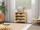 Bamboo 3 Drawer Cabinet, Buffet Sideboard Storage Cabinet, Buffet Server Console Table, for Dining Room, Living Room, Kitchen, Hallway