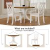 TOPMAX Mid-Century Solid Wood 5-Piece Round Dining Table Set, Kitchen Table Set with Upholstered Chairs for Small Places, Walnut Table+Beige Chair