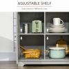 Sideboard Buffet Cabinet with Drawers, Kitchen Cabinet, Coffee Bar Cabinet with Rubberwood Top and Adjustable Shelves for Living Room, Kitchen, Gray