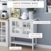 Coffee Bar Cabinet, Modern Sideboard Buffet Cabinet, Kitchen Cabinet with 2 Glass Doors, Adjustable Inner Shelving and Bottom Shelf, White