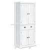 72" Freestanding Kitchen Pantry Cabinet, Tall Storage Cabinet with 2 Door Cupboards, 2 Drawers and Adjustable Shelves, White