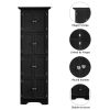 Tall Storage Cabinet with Doors and 4 Shelves for Living Room, Kitchen, Office, Bedroom, Bathroom, Modern, Black