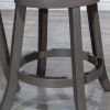 24" Counter Stool, Weathered Gray Finish, French Gray Leather Seat
