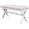 4 Pieces Farmhouse Rustic Wood Kitchen Dining Table Set with Upholstered 2 X-back Chairs and Bench,Gray Green+White+Beige