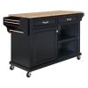 Cambridge Natural Wood Top Kitchen Island with Storage
