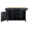 Cambridge Natural Wood Top Kitchen Island with Storage