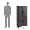 64" 4-Door Kitchen Pantry, Freestanding Storage Cabinet with 3 Adjustable Shelves for Kitchen, Dining or Living Room, Grey