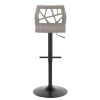 Folia Mid-Century Modern Adjustable Barstool in Light Grey Wood and Light Grey Fabric by LumiSource