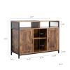 Sideboard, storage cabinet with open shelves for kitchen dining room living room, industrial style, Rustic Brown, 43.7x15.74x31.5Inches