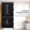 64" 4-Door Kitchen Pantry, Freestanding Storage Cabinet with 3 Adjustable Shelves for Kitchen, Dining or Living Room, Grey