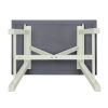 TOPMAX Farmhouse 4-Piece Dining Table Set Solid Wood Kitchen Table Set with Bench for Small Places,Grey+Butter Milk