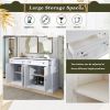 TREXM Kitchen Sideboard Storage Buffet Cabinet with 2 Drawers & 4 Doors Adjustable Shelves for Dining Room, Living Room (White)