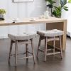 A&A Furniture,Counter Height 25" Stools for Kitchen Counter Backless Faux Leather Stools Farmhouse Island Chairs (25 Inch, Beige,Set of 2)