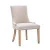 Hengming Set of 2 Fabric Dining Chairs Leisure Padded Chairs with Rubber Wood Legs,Nailed Trim, Beige