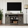 3 Level Adjustable Shelves Barn Door Light Gray Wood Tv Stands Kitchen Cabinets For Storage With Doors Living Room