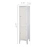 Tall Narrow Tower Freestanding Cabinet with 2 Shutter Doors 5 Tier Shelves for Bathroom, Kitchen ,Living Room ,Storage Cabinet,White