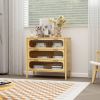 Bamboo 3 Drawer Cabinet, Buffet Sideboard Storage Cabinet, Buffet Server Console Table, for Dining Room, Living Room, Kitchen, Hallway