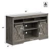 3 Level Adjustable Shelves Barn Door Light Gray Wood Tv Stands Kitchen Cabinets For Storage With Doors Living Room