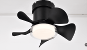 21'' low noise matte black abs blade remote ceiling fan with led light for Kitchen Bedroom Dining room Toilet Patio (Matt Black)