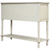 TREXM Sideboard Console Table with Bottom Shelf, Farmhouse Wood/Glass Buffet Storage Cabinet Living Room (Antique Grey)